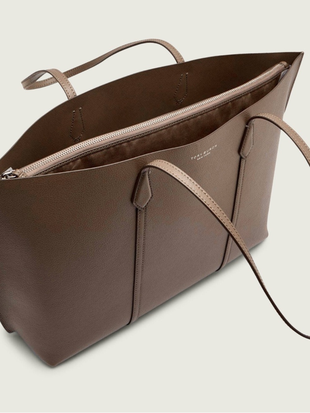 Tory Burch Taupe Leather Perry Tote - Picture 2 of 16